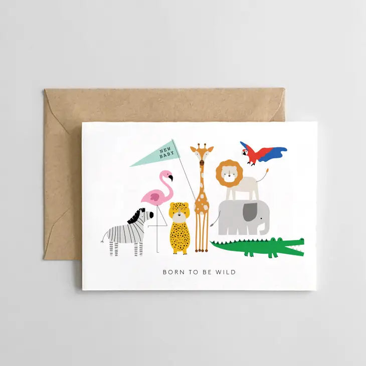 Born To Be Wild - New Baby Card by Spaghetti & Meatballs