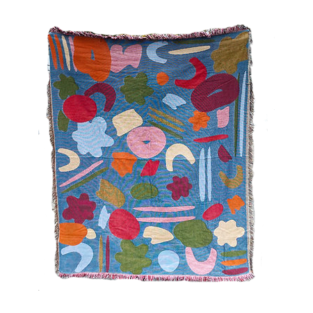 Blue Play Shapes Woven Throw Blanket by Lady Thom