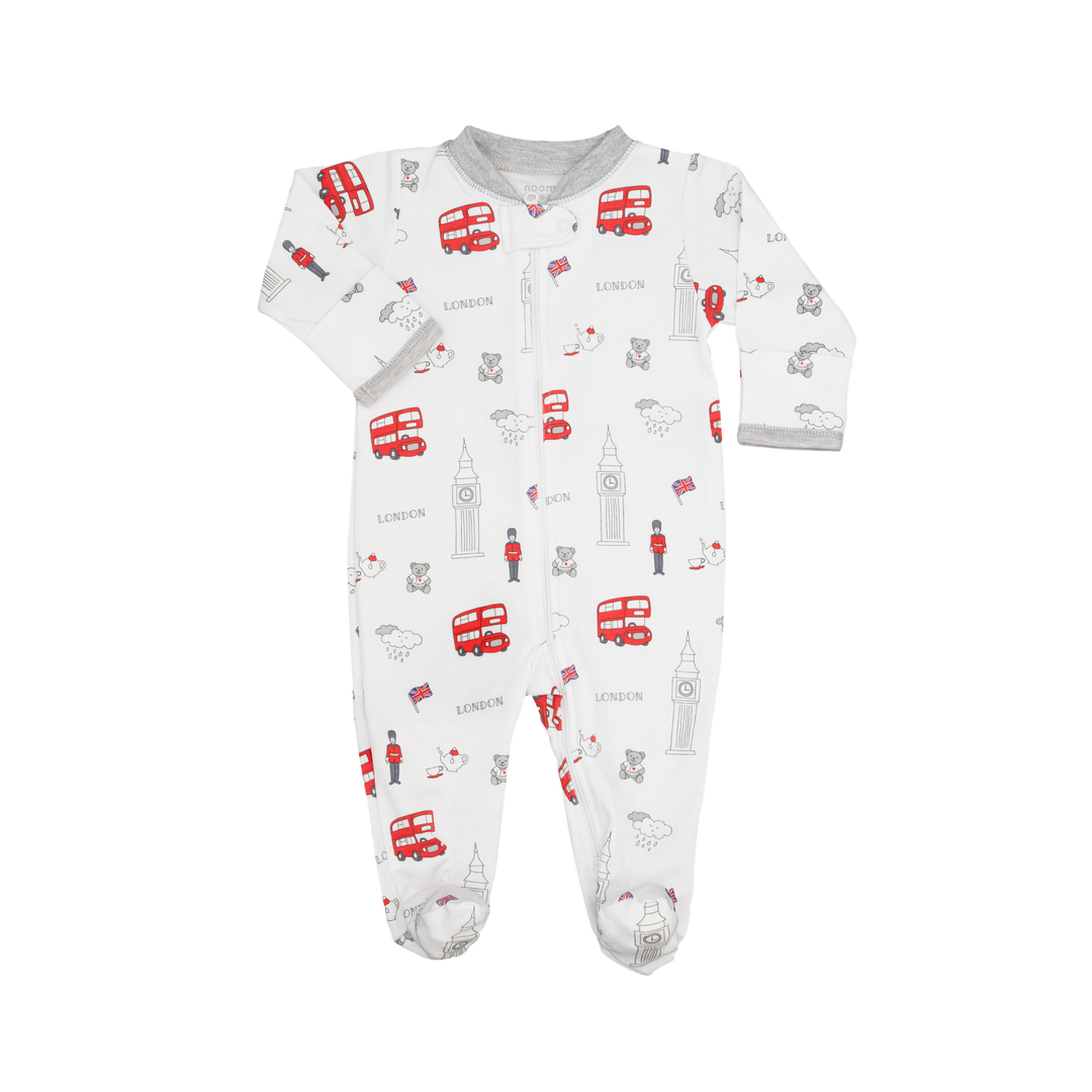London Zippered Footie by Noomie Baby