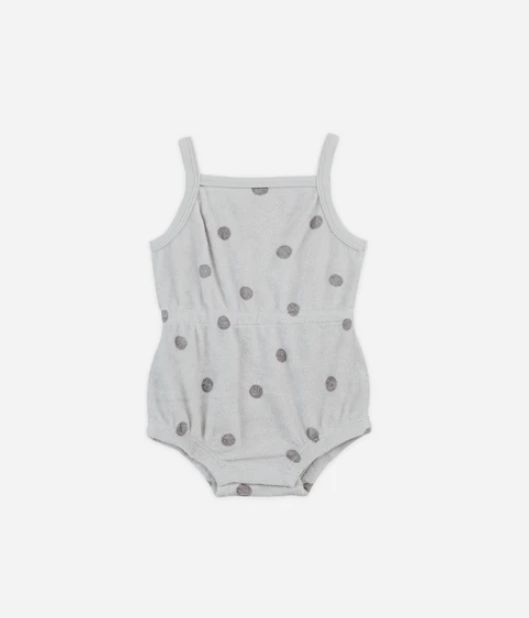 Terry Cinched Polka Dot Romper by Quincy Mae