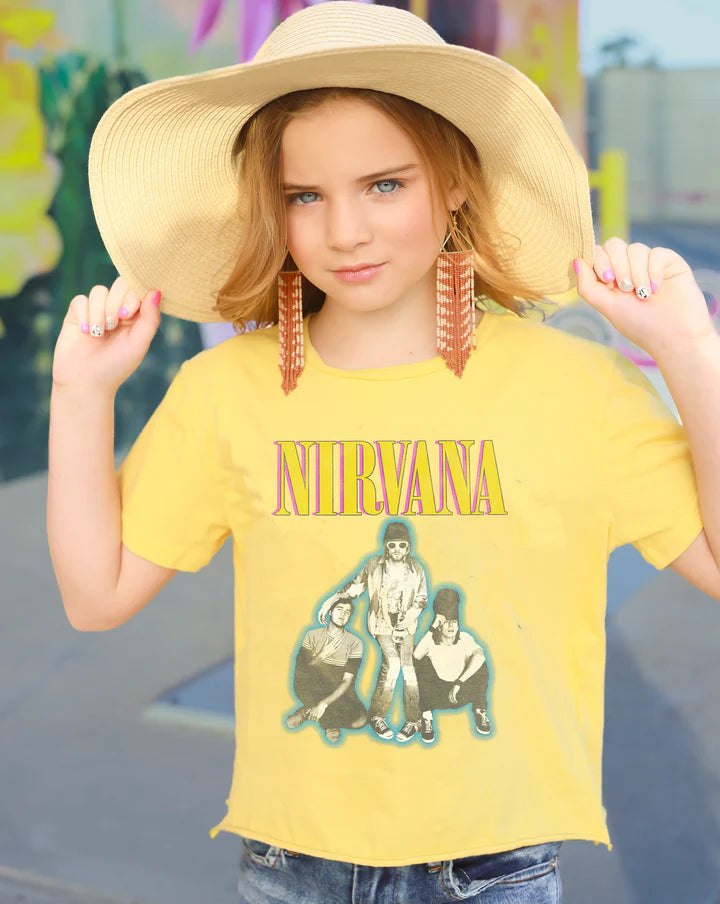 Girl wearing Nirvana NQC Tee by Rowdy Sprout