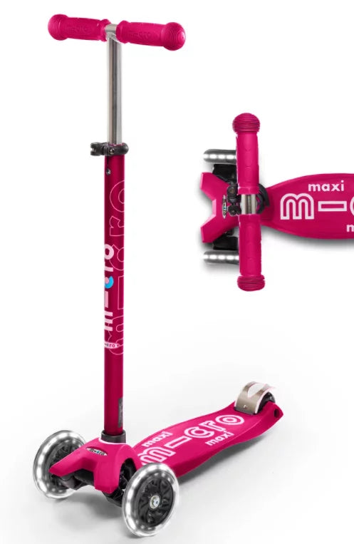 Maxi Deluxe LED Scooter in Pink by Microkickboard