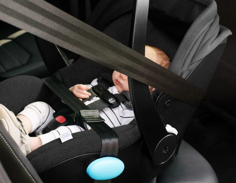 Liingo car seat installed with seatbelts