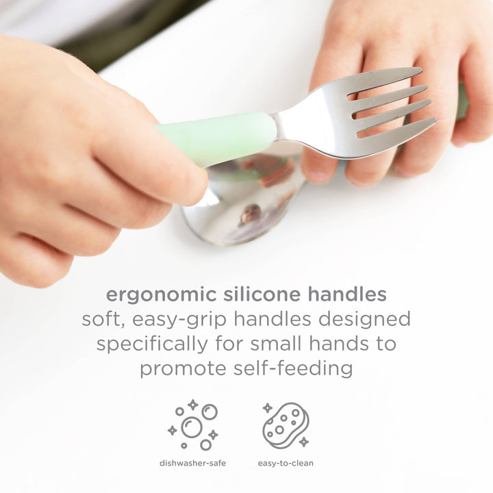 Stainless Steel Utensils - Green by Ubbi at Babesta