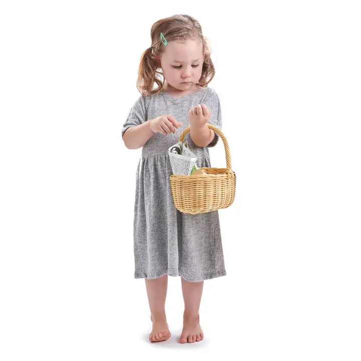  Wicker Shopping Basket Wood Toy by Tender Leaf Toys 