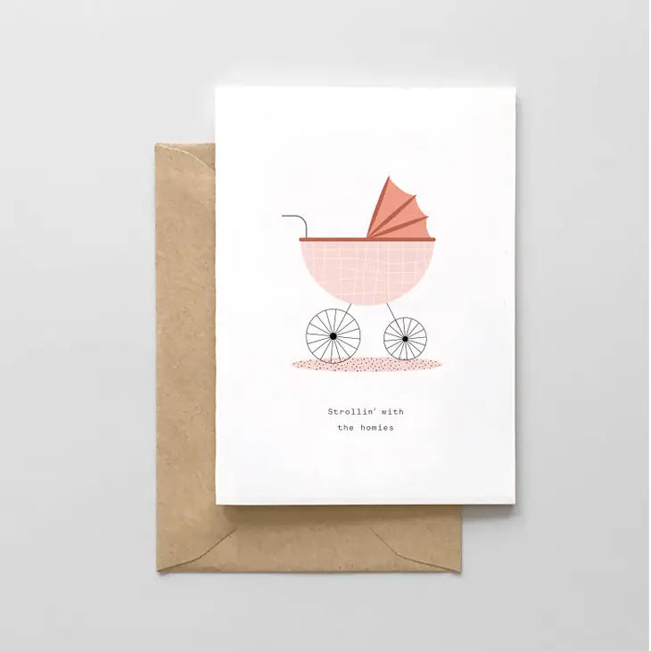 Strollin' with the Homies - New Baby Card by Spaghetti & Meatballs