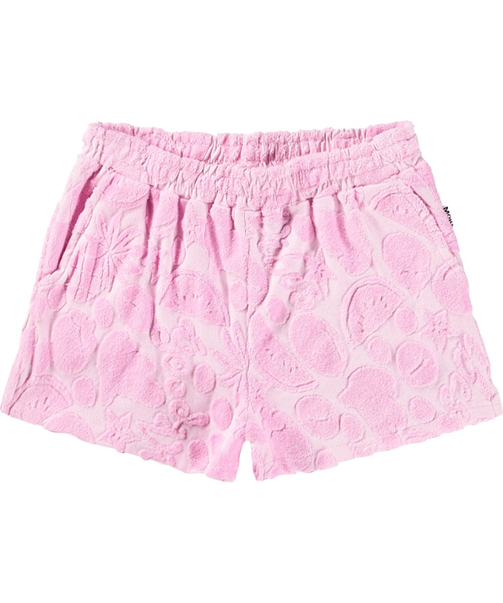  Angel Pink Terry Fruit Shorts by Molo 