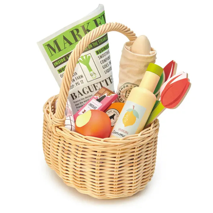  Wicker Shopping Basket Wood Toy by Tender Leaf Toys 