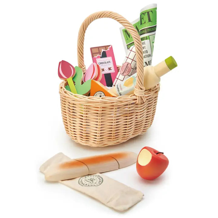  Wicker Shopping Basket Wood Toy by Tender Leaf Toys 