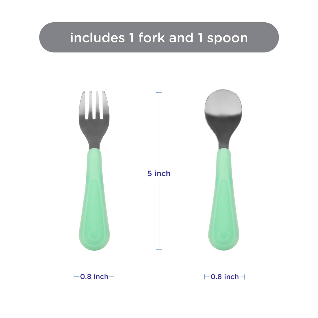 Stainless Steel Utensils - Green by Ubbi at Babesta
