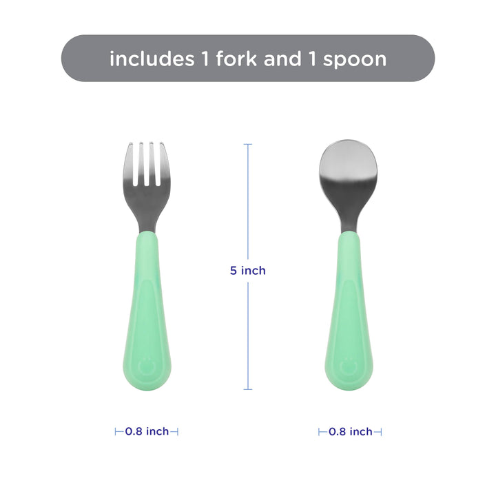 Stainless Steel Utensils - Green by Ubbi at Babesta