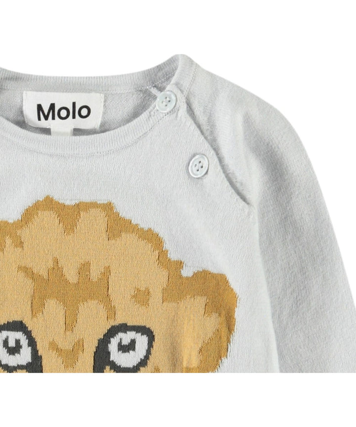 Cheetah Face Knit Sweater by Molo