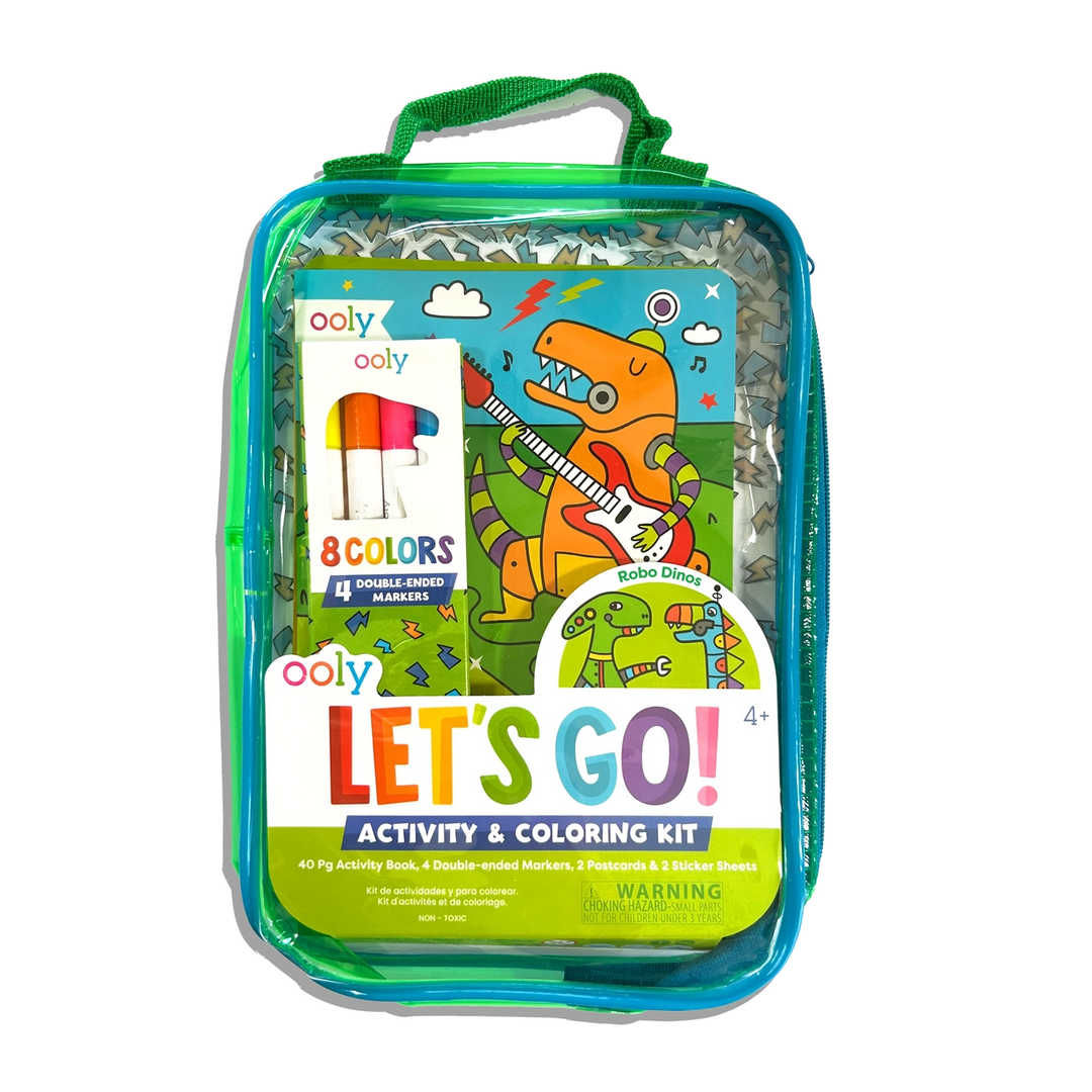 Ooly 'Let's Go!' activity and coloring kit with dinosaur design on a white background
