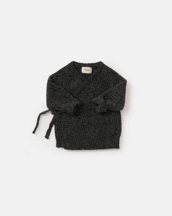 Black Mélange Wrap Top