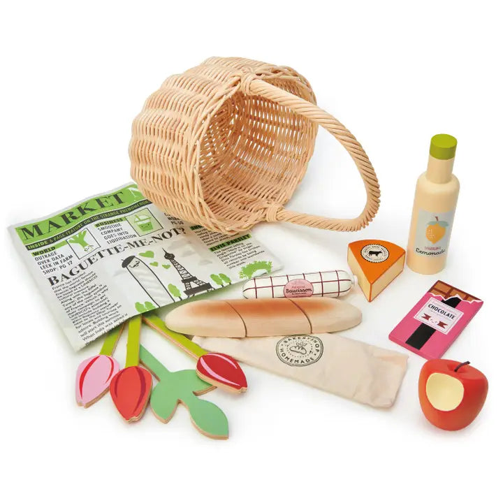  Wicker Shopping Basket Wood Toy by Tender Leaf Toys 