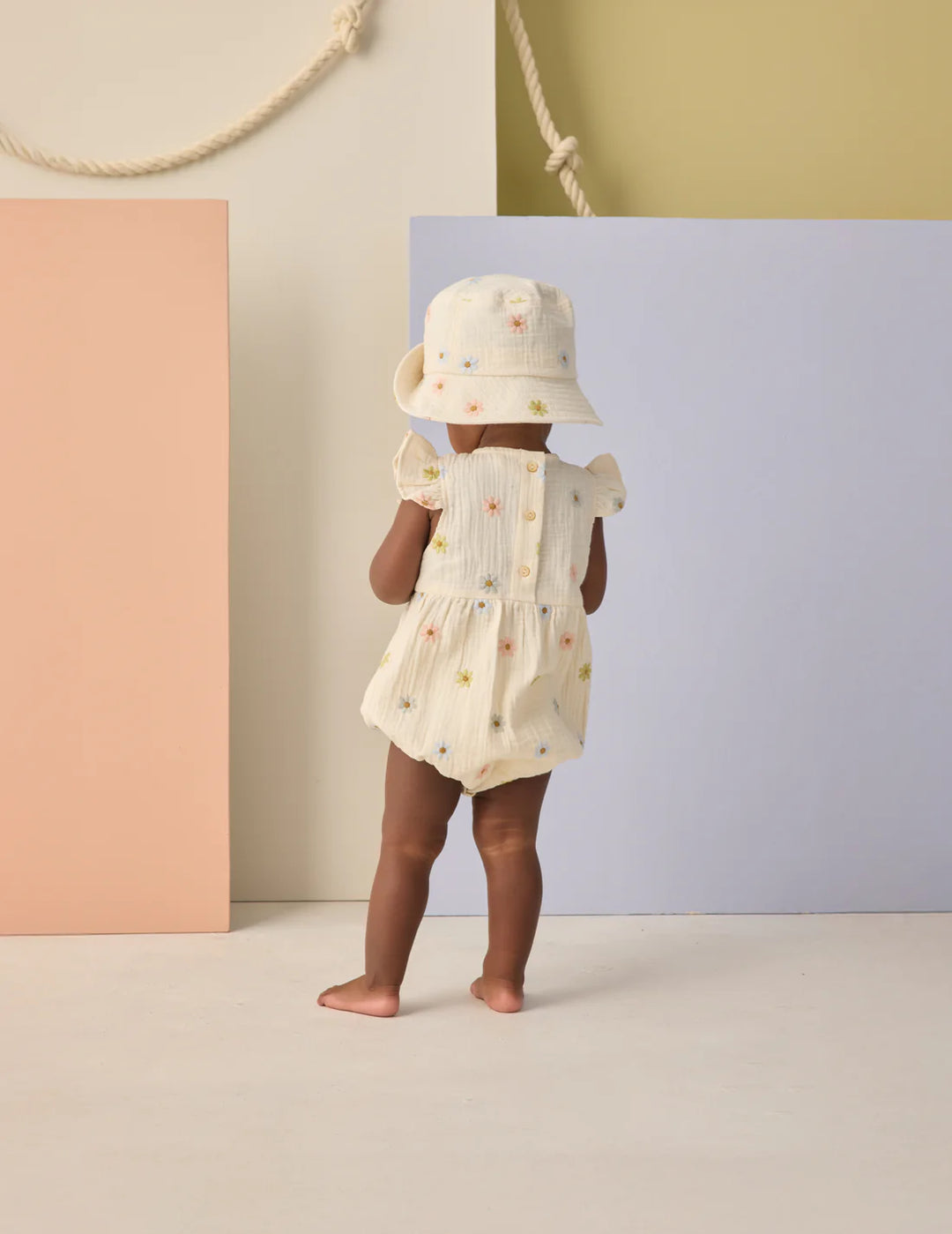 Amelia Romper Embroidered Daisies by Rylee and Cru