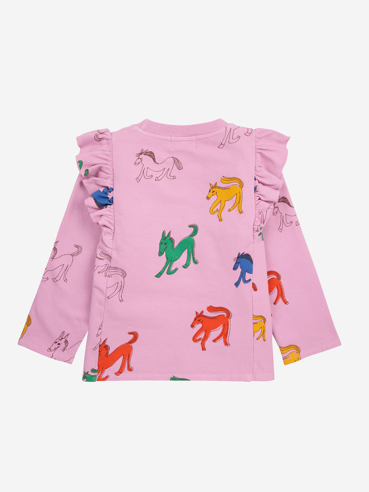 Wonder Horse All Over Ruffle Sweatshirt by Bobo Choses