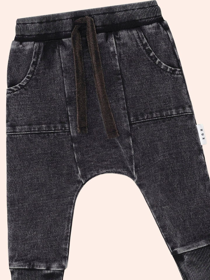 Babesta Black Knit Denim 5 Pocket Pant by Huxbaby