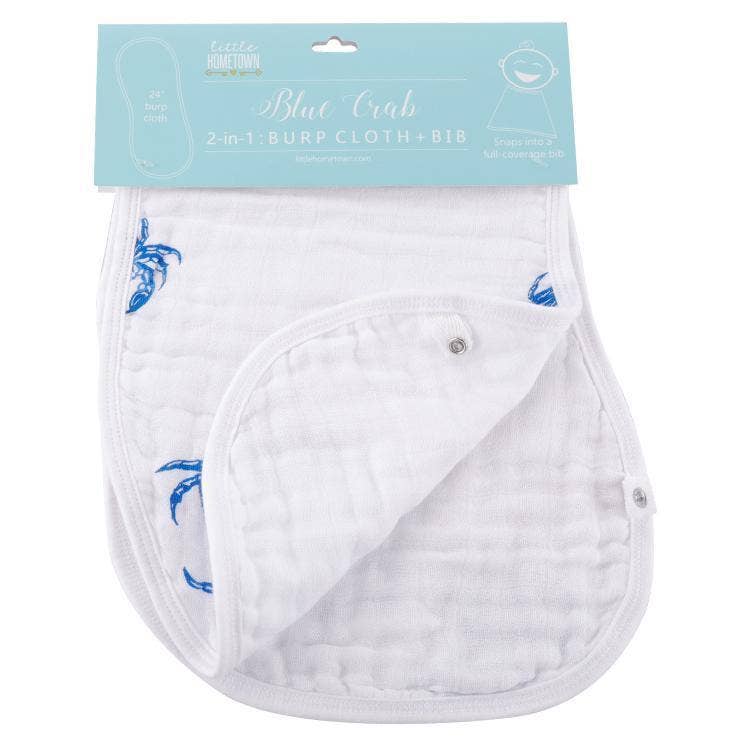 Blue Crab Baby Burp Cloth and Bib