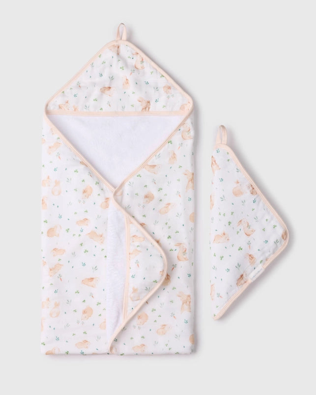 Babesta Bunny Meadow Hooded Towel Set by Loulou Lollipop