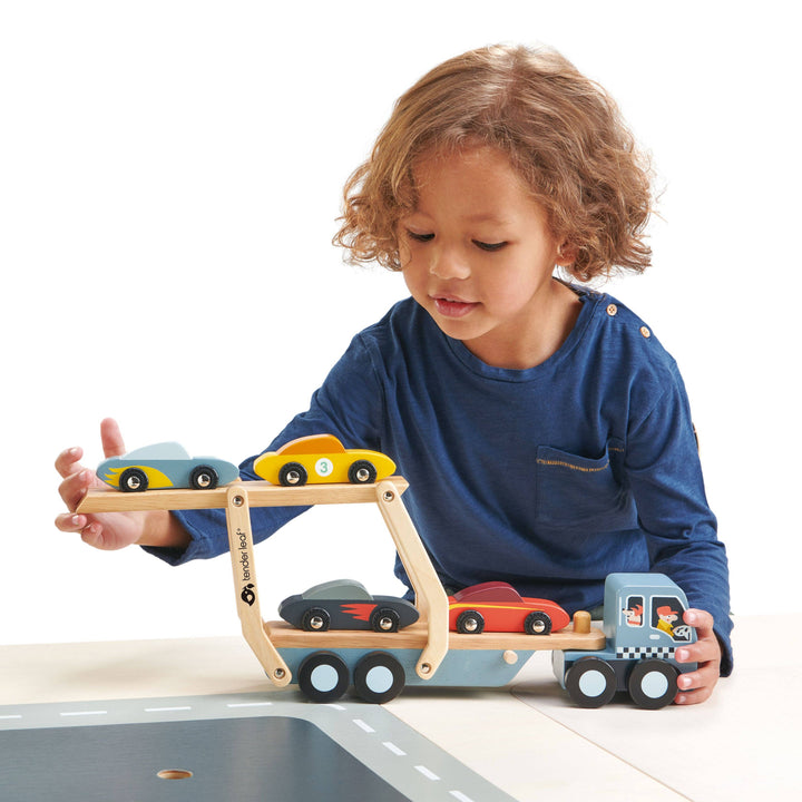 Babesta Car Transporter Wooden Toy Set by Tender Leaf Toys