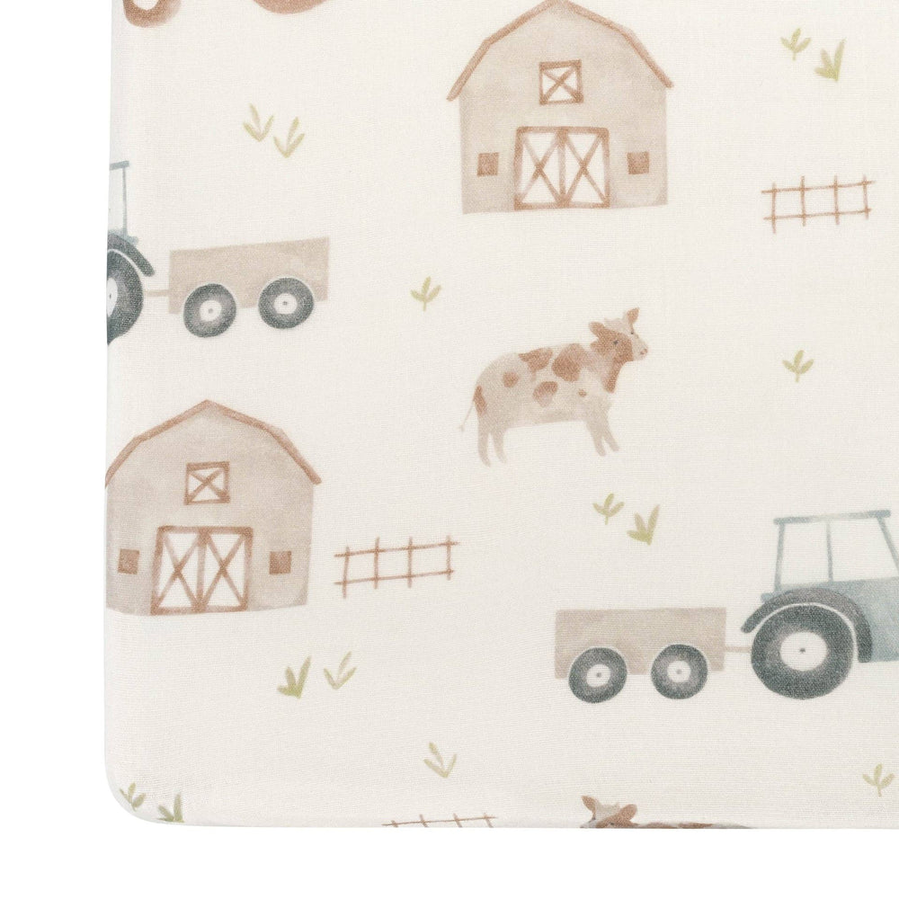 Babesta Charlie Farmhouse Tractor Crib Sheet by Crane Baby