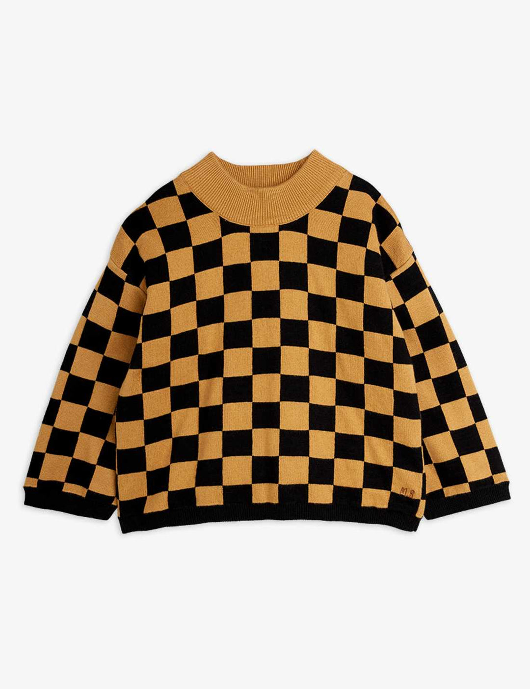 Chess Check Knitted Sweater Brown by Mini Rodini