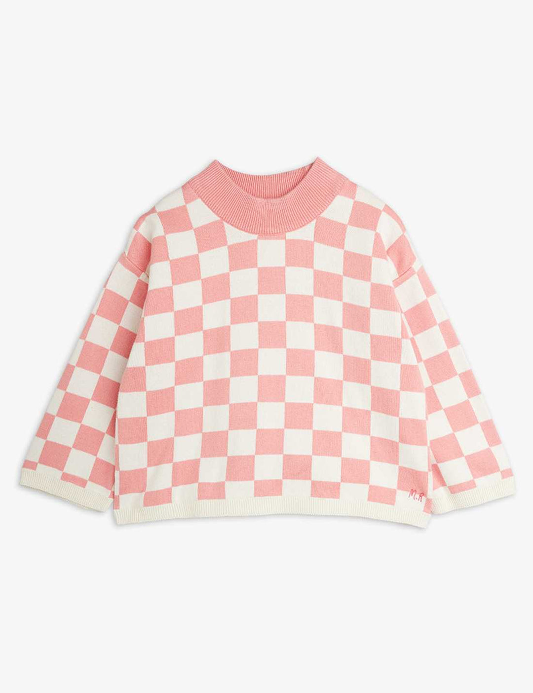 Babesta Chess Check Knitted Sweater Pink by Mini Rodini 