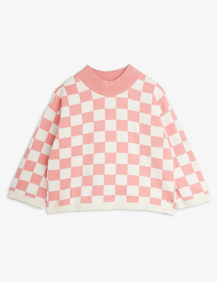 Babesta Chess Check Knitted Sweater Pink by Mini Rodini 