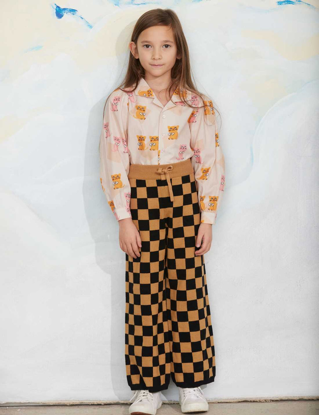 Babesta Chess Check Knitted Trouser Brown by Mini Rodini