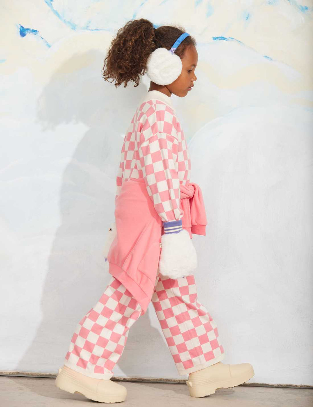 Babesta Chess Check Knitted Trouser Pink by Mini Rodini 