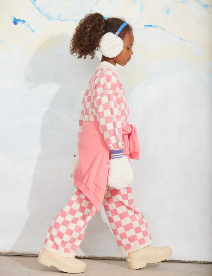 Babesta Chess Check Knitted Trouser Pink by Mini Rodini 
