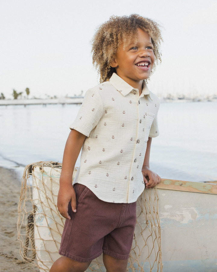 Babesta Collared Short Sleeve Shirt - Anchors by Rylee and Cru