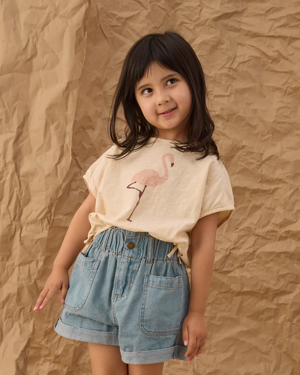 Babesta Cropped Cinch Tee- Flamingo by Rylee and Cru