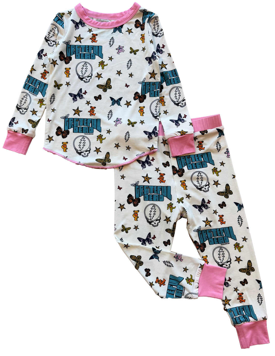 Babesta Grateful Dead Bears &amp; Butterflies Pink PJ Set by Rowdy Sprout 