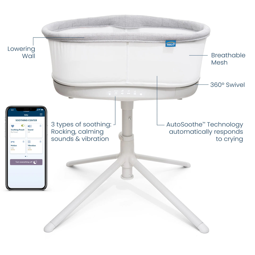 Babesta Halo Sleep BassiNest Connected Swivel Sleeper 3.0 Smart Bassinet