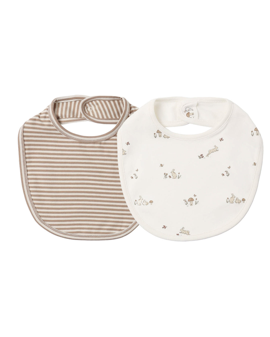 Babesta Jersey Bib 2-Pack Bunnies / Almond Stripe