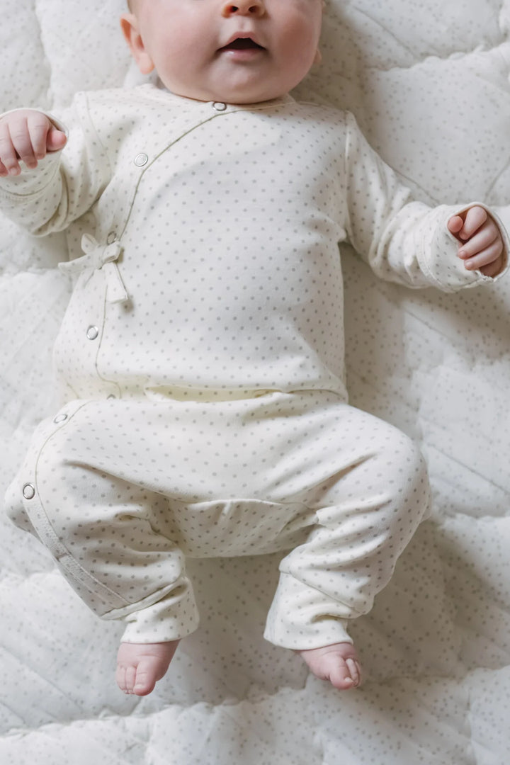 Babesta Kimono Romper - Pin Dot Pebble by Pehr