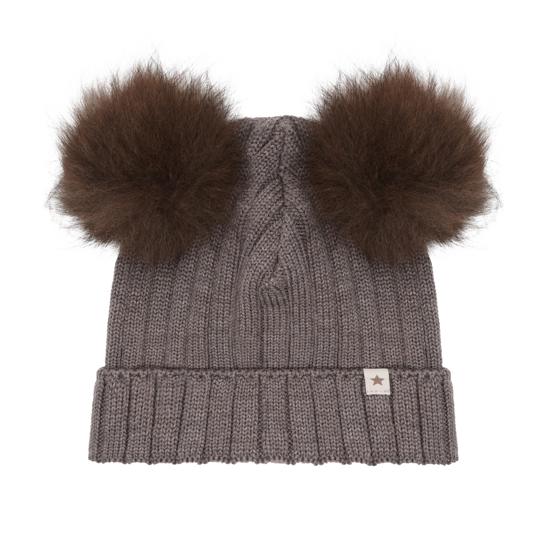 Babesta Knit Alpaca Hat Pom Poms - Brown Melange by Huttelihut