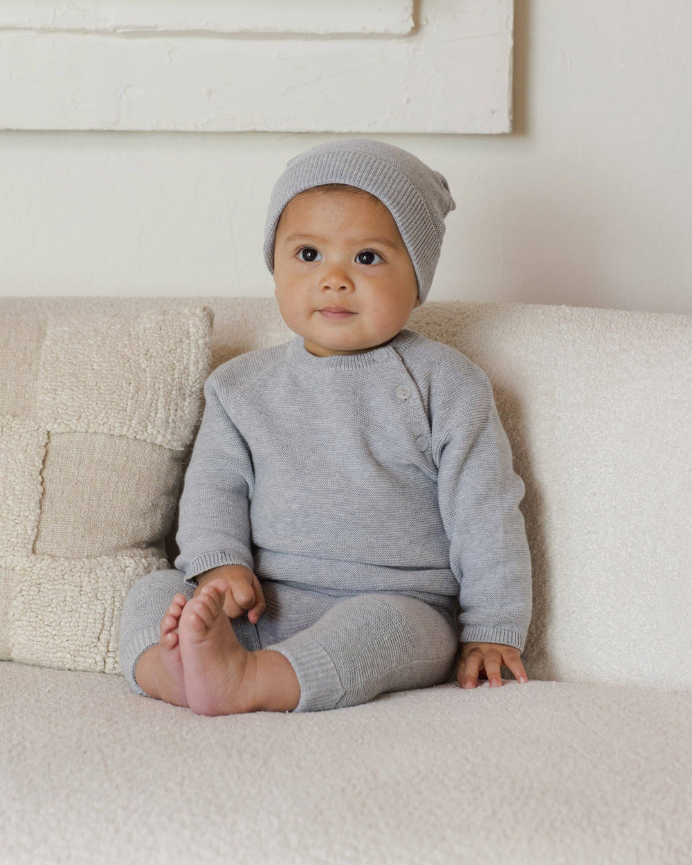 Babesta Knit Pant Heathered Dusty Blue by Quincy Mae