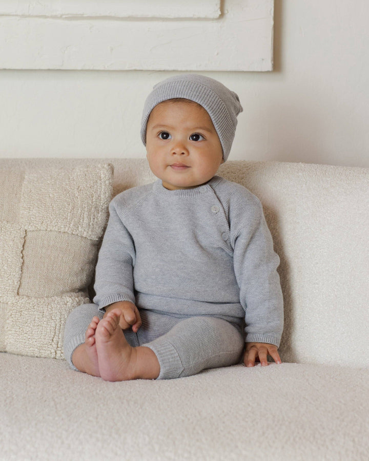 Babesta Knit Pant Heathered Dusty Blue by Quincy Mae