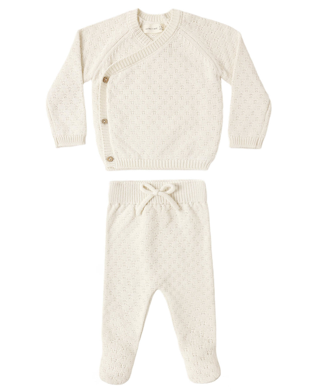 Babesta Knit Wrap Top & Pant Set Natural by Quincy Mae