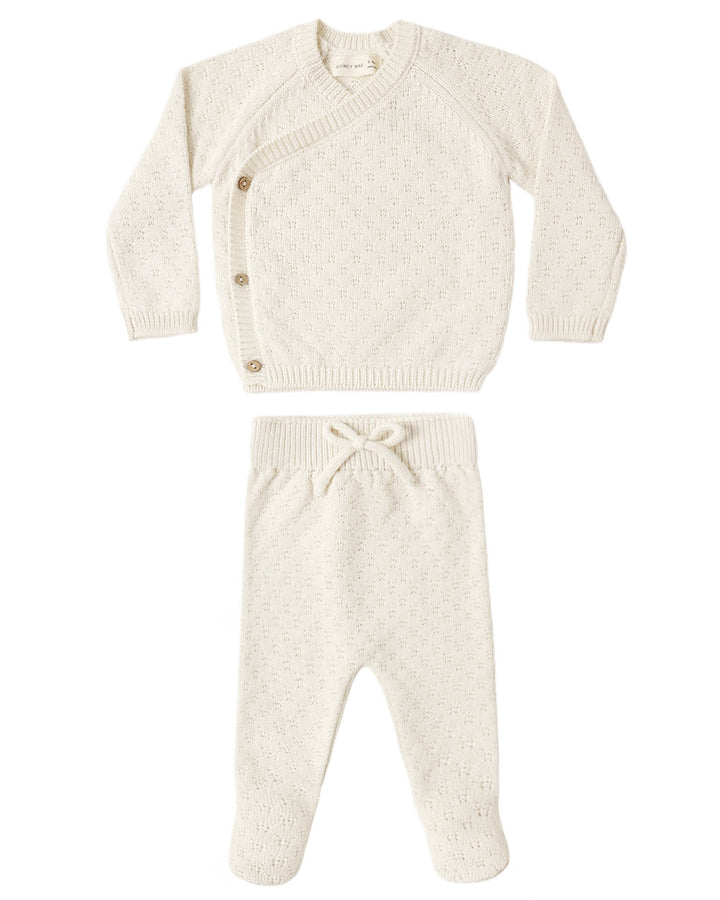 Babesta Knit Wrap Top & Pant Set Natural by Quincy Mae