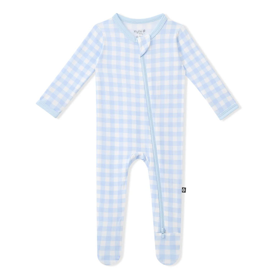 Babesta Kyte Baby Zipper Footie - Gingham Breeze