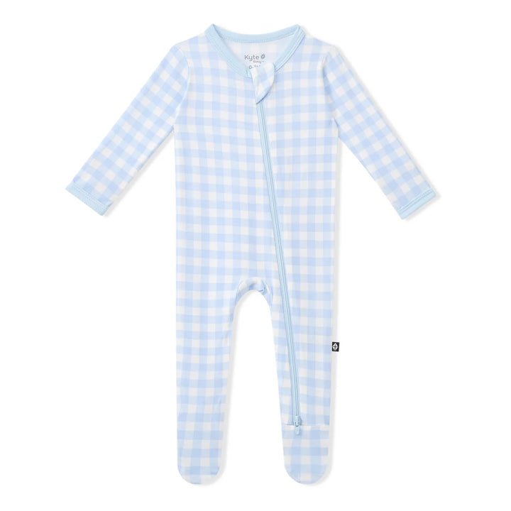 Babesta Kyte Baby Zipper Footie - Gingham Breeze