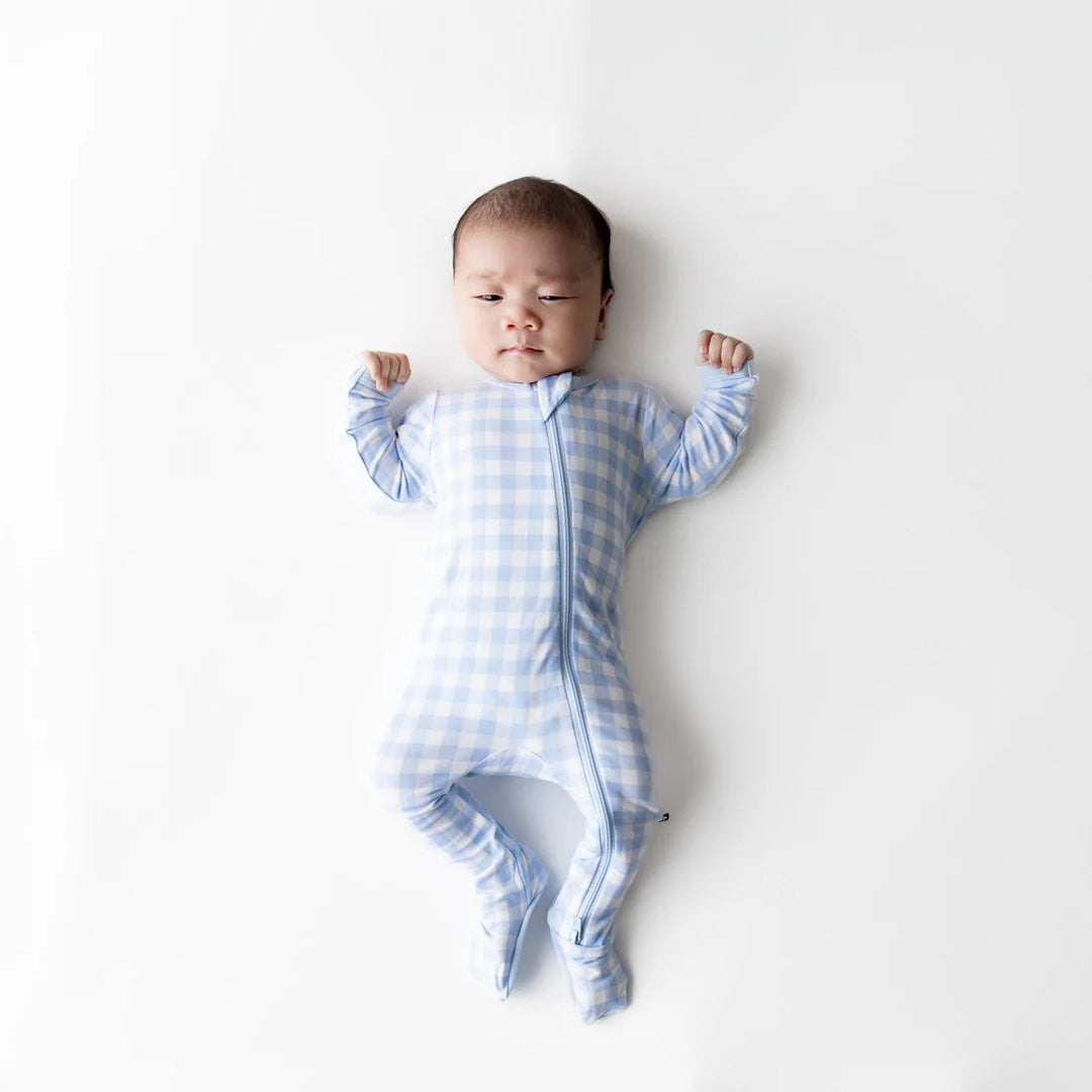 Babesta Kyte Baby Zipper Footie - Gingham Breeze