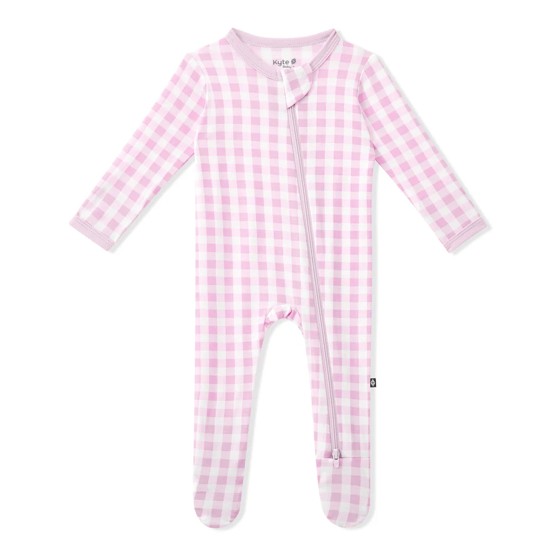 Babesta Kyte Baby Zipper Footie - Gingham Thistle 