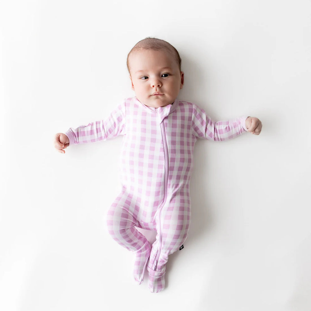 Babesta Kyte Baby Zipper Footie - Gingham Thistle 