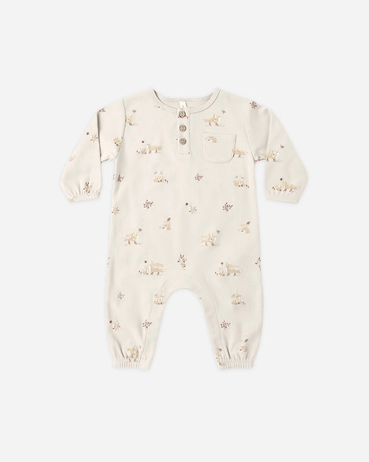 Babesta Long Sleeve Pocket Jumpsuit Fox Land by Quincy Mae