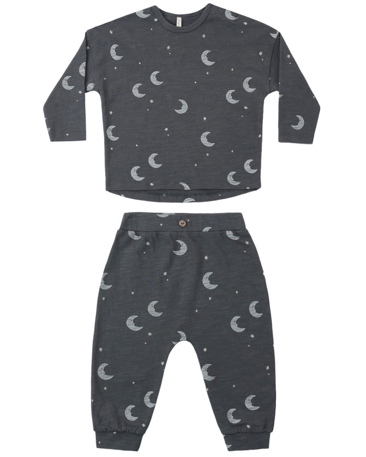 Babesta Long Sleeve Tee & Pant Set Moons by Rylee + Cru
